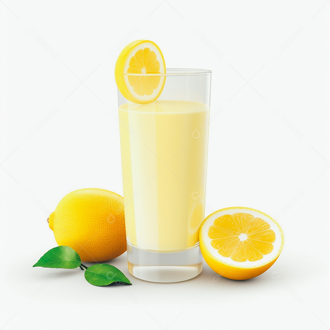 Suco de limão saboroso sobre copo de vidro em um fundo isolado