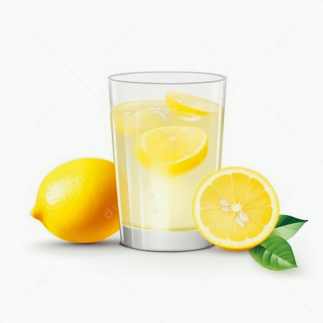 Suco de limão saboroso sobre copo de vidro em um fundo isolado