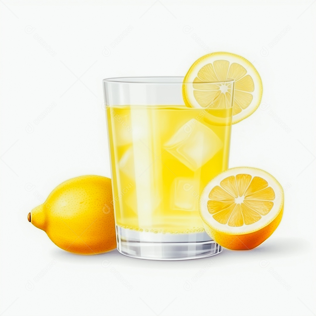 Suco de limão saboroso sobre copo de vidro em um fundo isolado