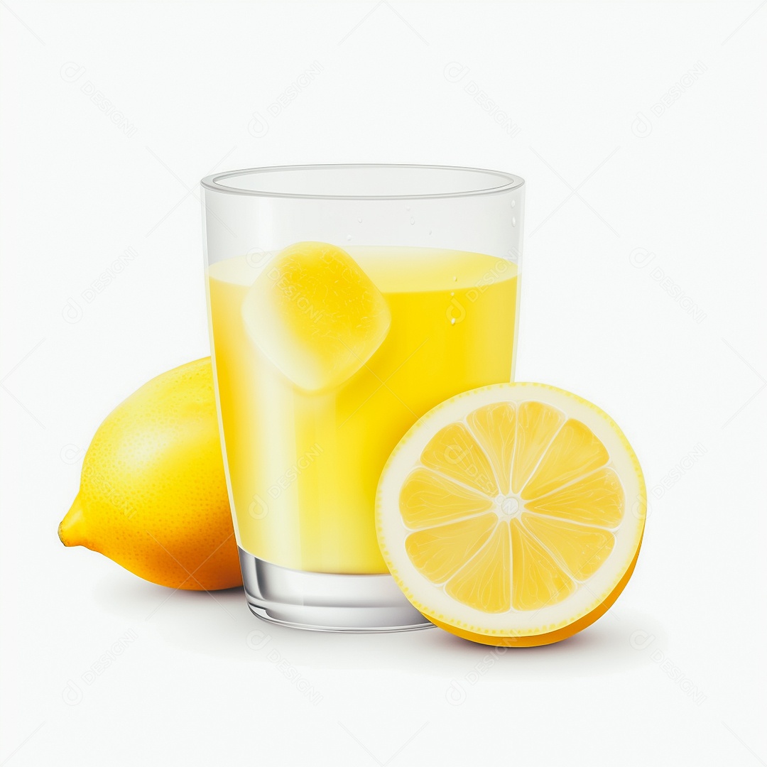 Suco de limão saboroso sobre copo de vidro em um fundo isolado