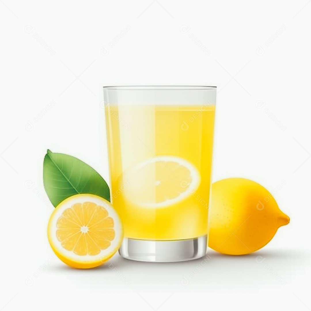 Suco de limão saboroso sobre copo de vidro em um fundo isolado