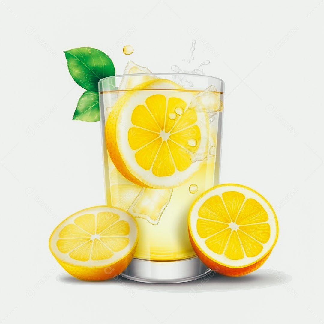 Suco de limão saboroso sobre copo de vidro em um fundo isolado