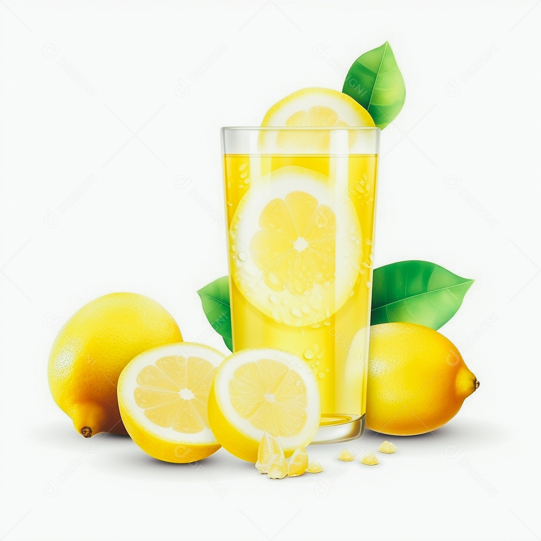 Suco de limão saboroso sobre copo de vidro em um fundo isolado