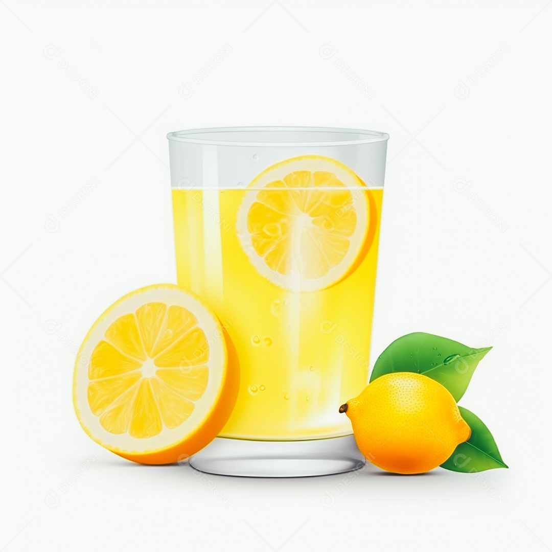 Suco de limão saboroso sobre copo de vidro em um fundo isolado