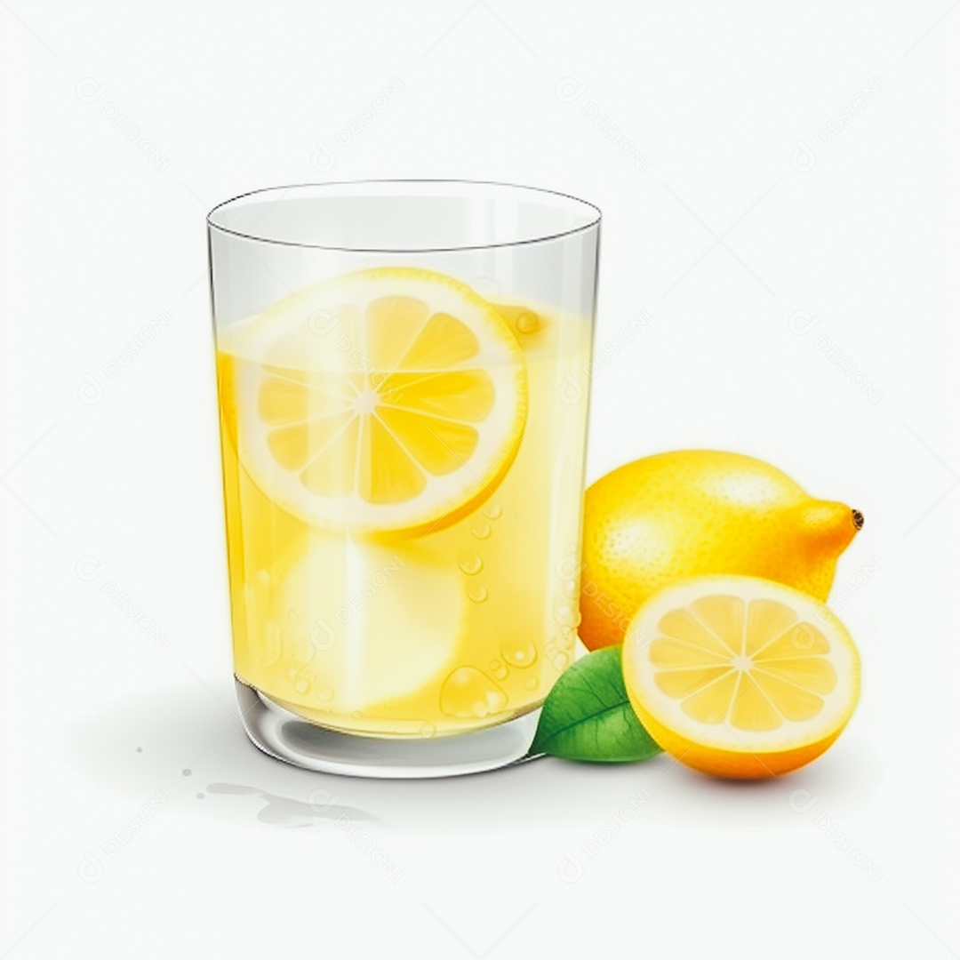 Suco de limão saboroso sobre copo de vidro em um fundo isolado