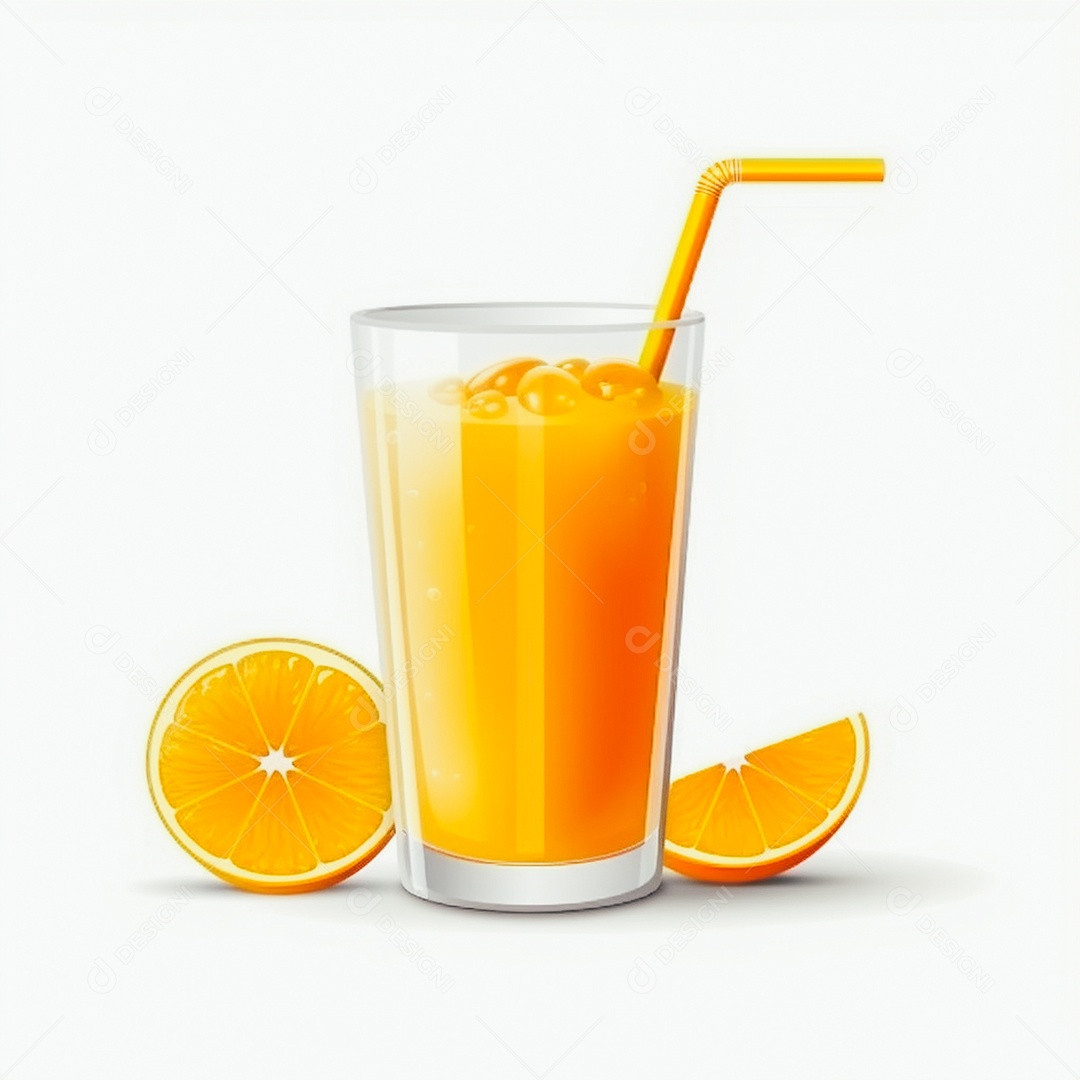 Suco de laranja saboroso sobre copo de vidro em um fundo isolado