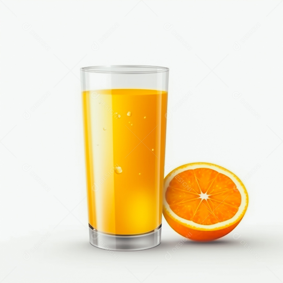 Suco de laranja saboroso sobre copo de vidro em um fundo isolado