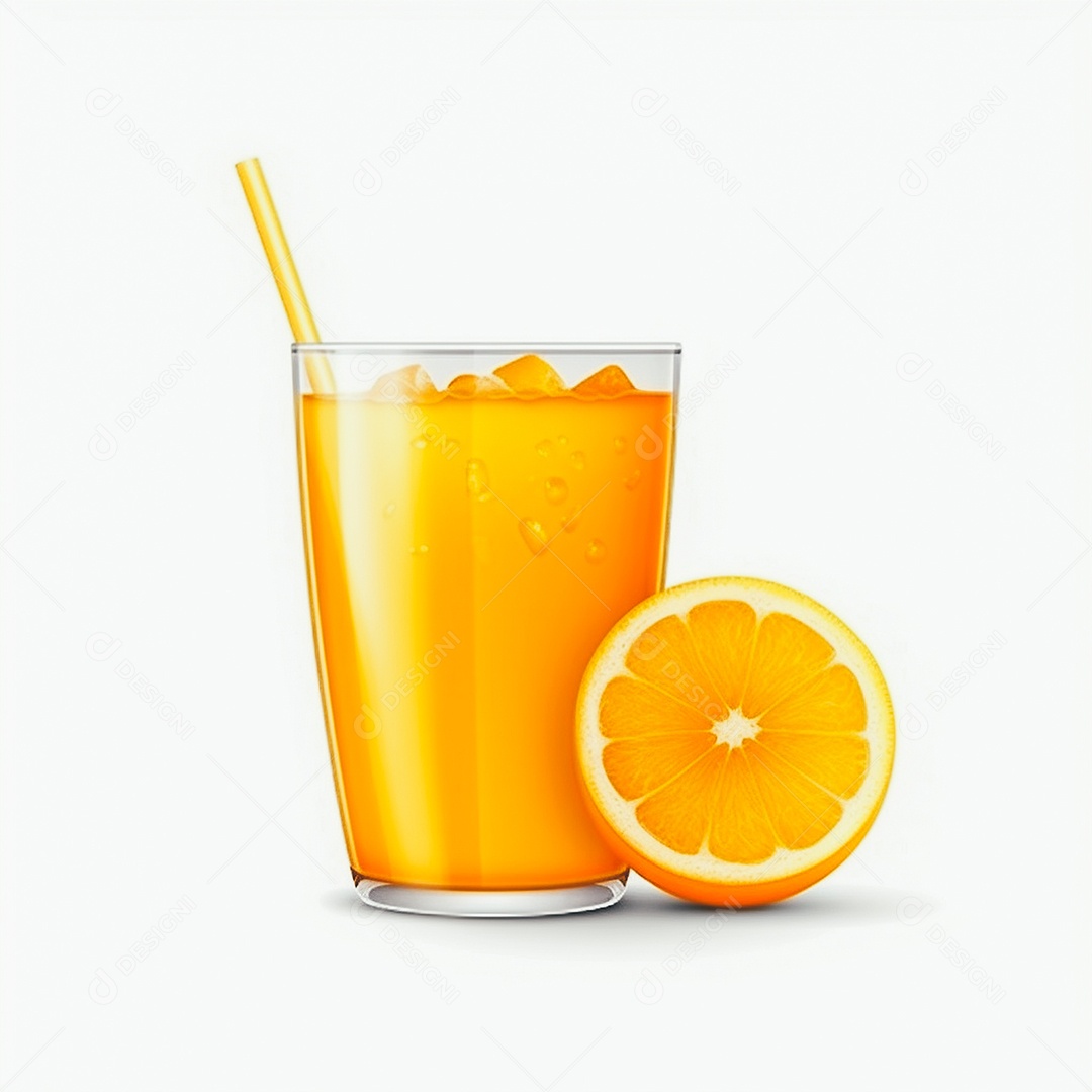 Suco de laranja saboroso sobre copo de vidro em um fundo isolado
