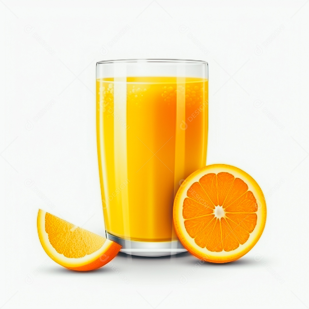 Suco de laranja saboroso sobre copo de vidro em um fundo isolado