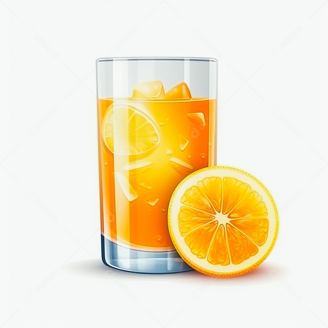 Suco de laranja saboroso sobre copo de vidro em um fundo isolado