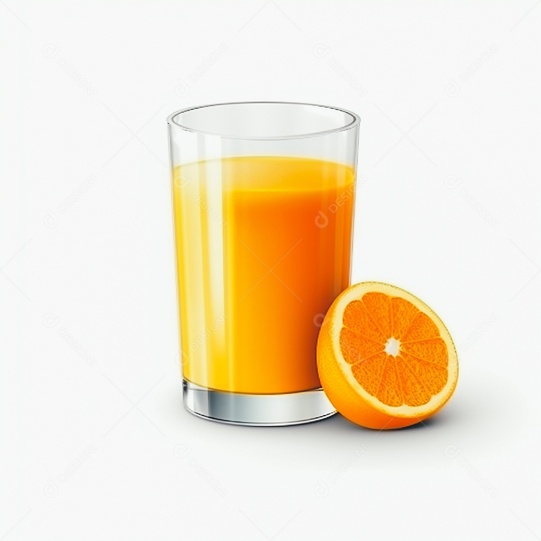 Suco de laranja saboroso sobre copo de vidro em um fundo isolado