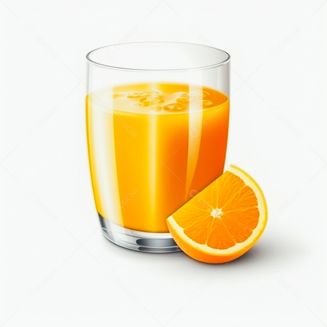 Suco de laranja saboroso sobre copo de vidro em um fundo isolado