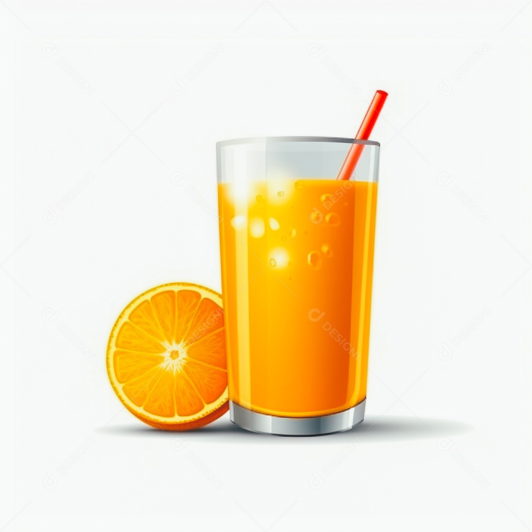 Suco de laranja saboroso sobre copo de vidro em um fundo isolado