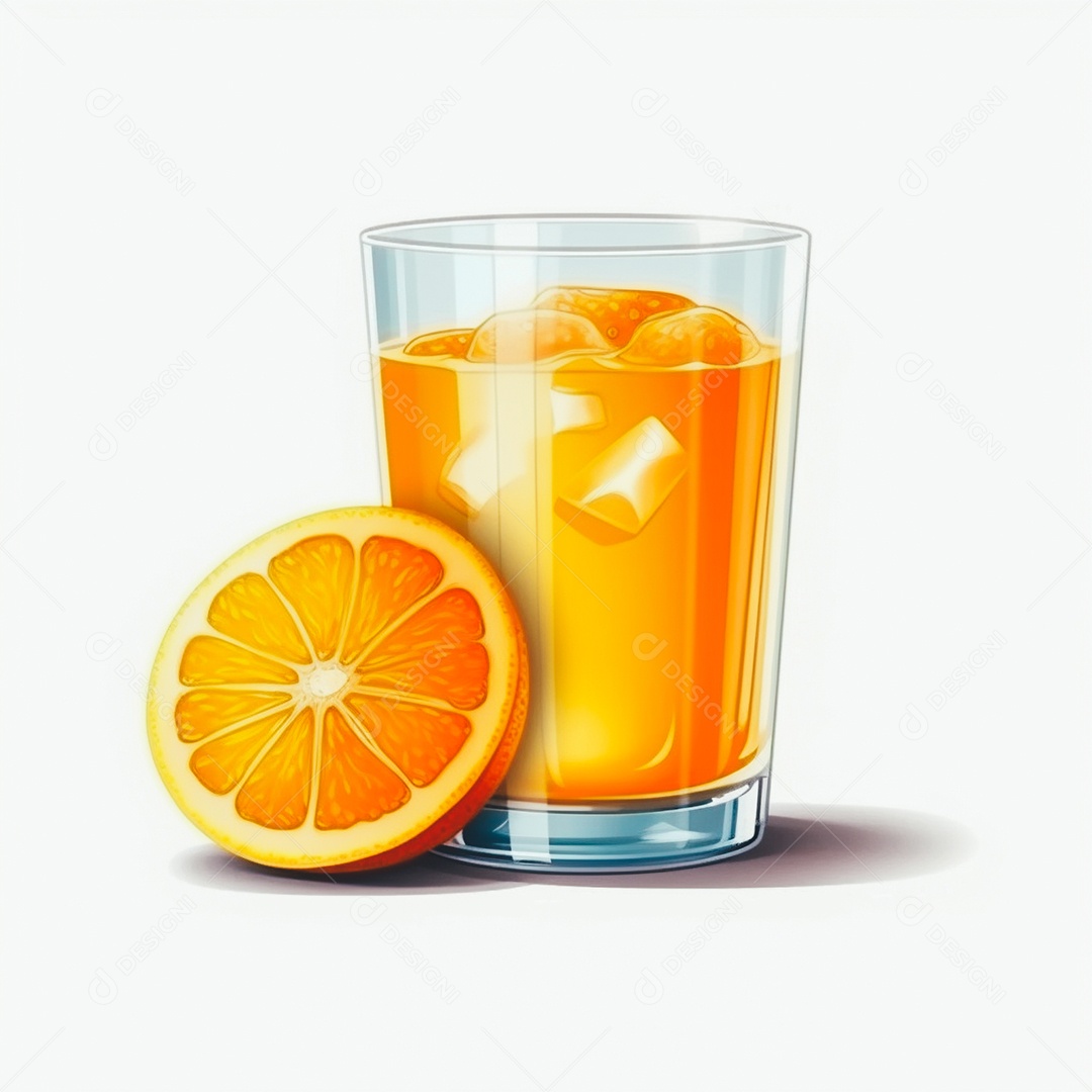 Suco de laranja saboroso sobre copo de vidro em um fundo isolado