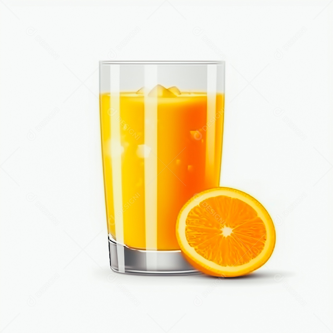 Suco de laranja saboroso sobre copo de vidro em um fundo isolado