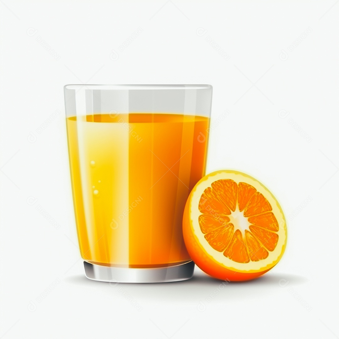 Suco de laranja saboroso sobre copo de vidro em um fundo isolado