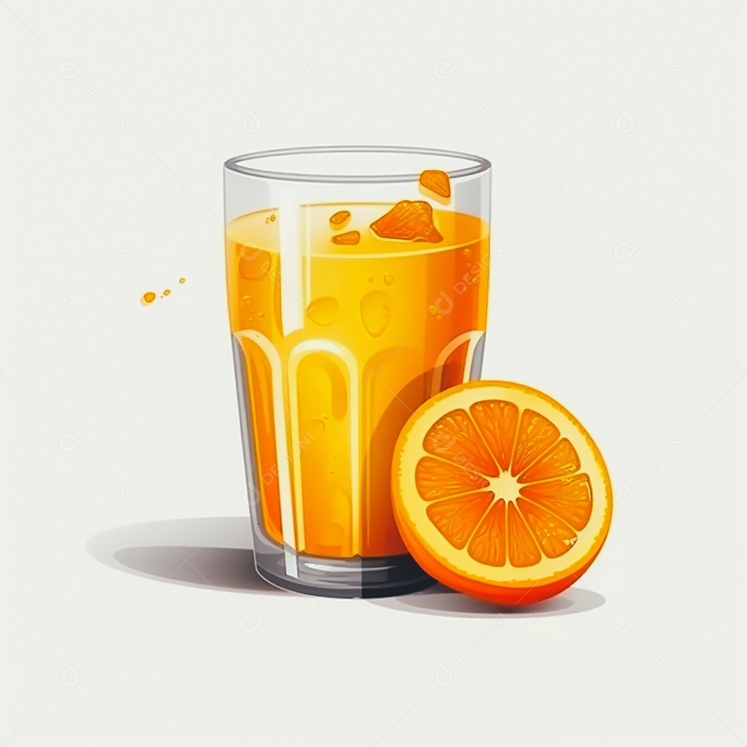 Suco de laranja saboroso sobre copo de vidro em um fundo isolado