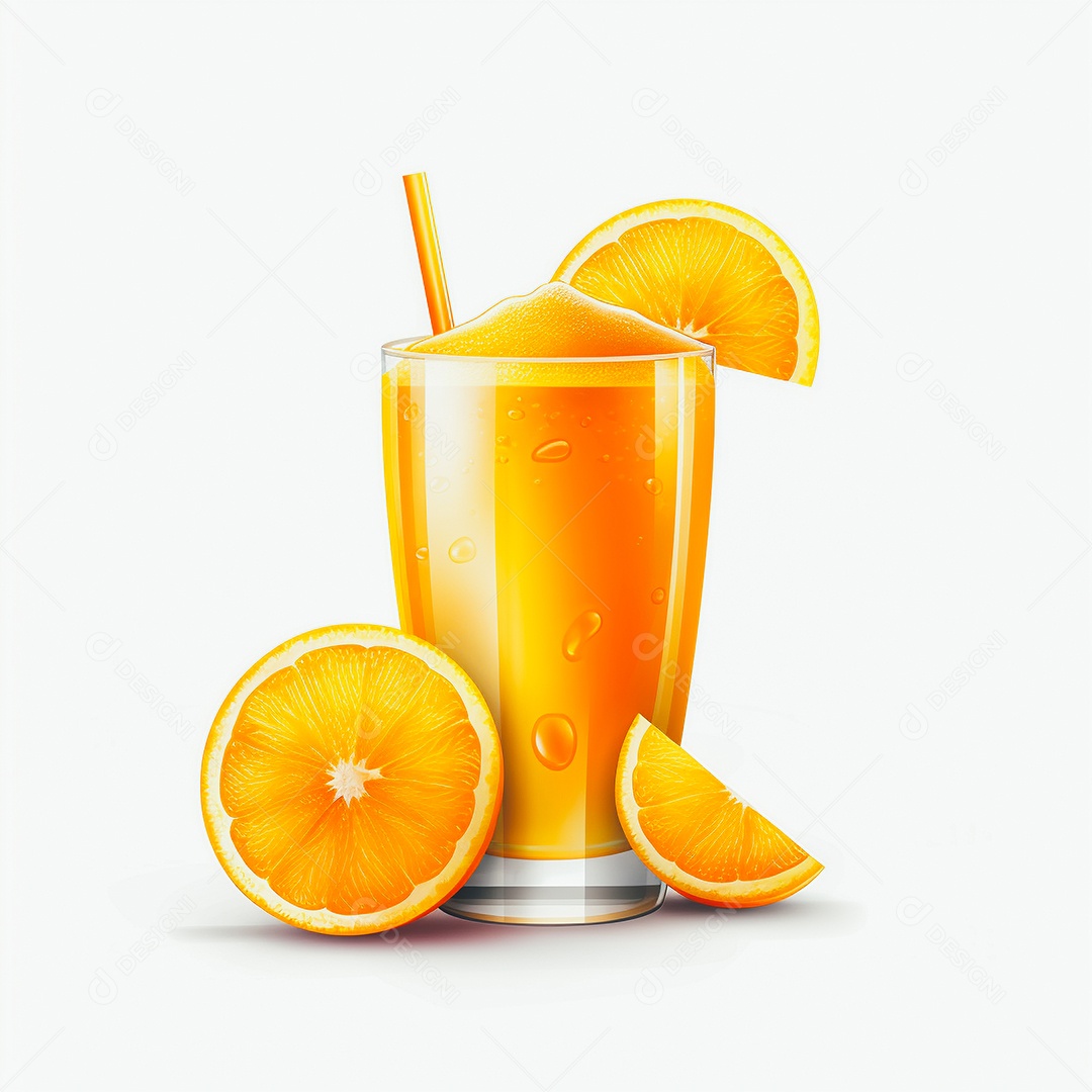 Suco de laranja saboroso sobre copo de vidro em um fundo isolado