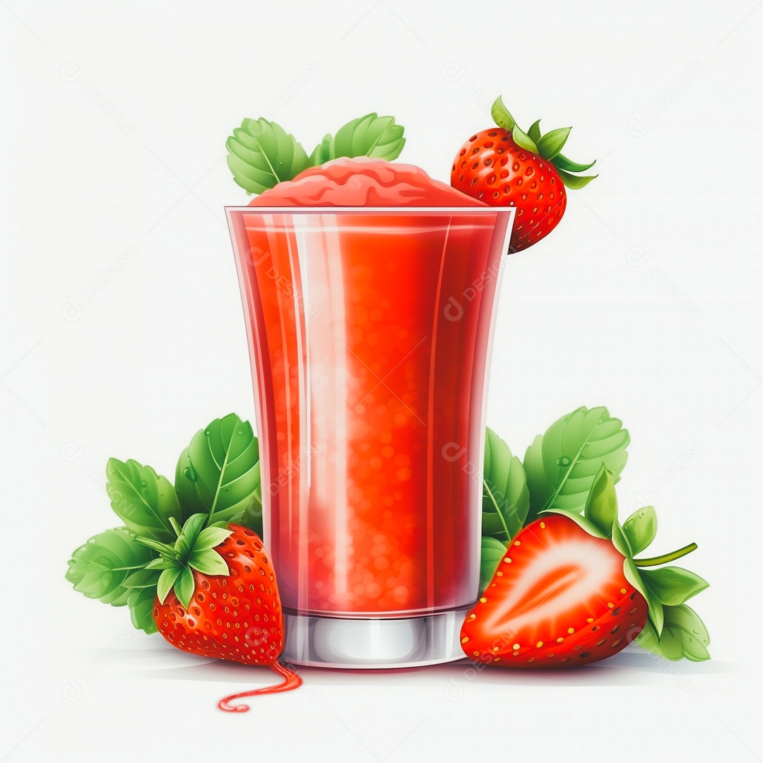 Copo de suco sobre uma mesa branca em um fundo isolado branco