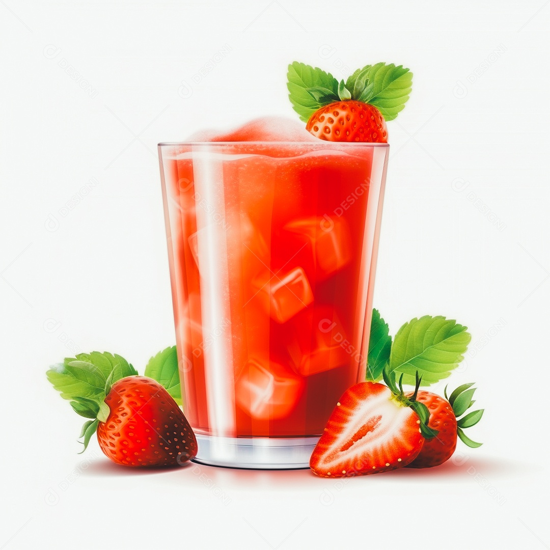 Copo de suco sobre uma mesa branca em um fundo isolado branco