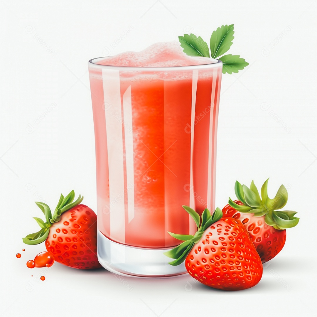 Copo de suco sobre uam mesa branca em um fundo isolado branco