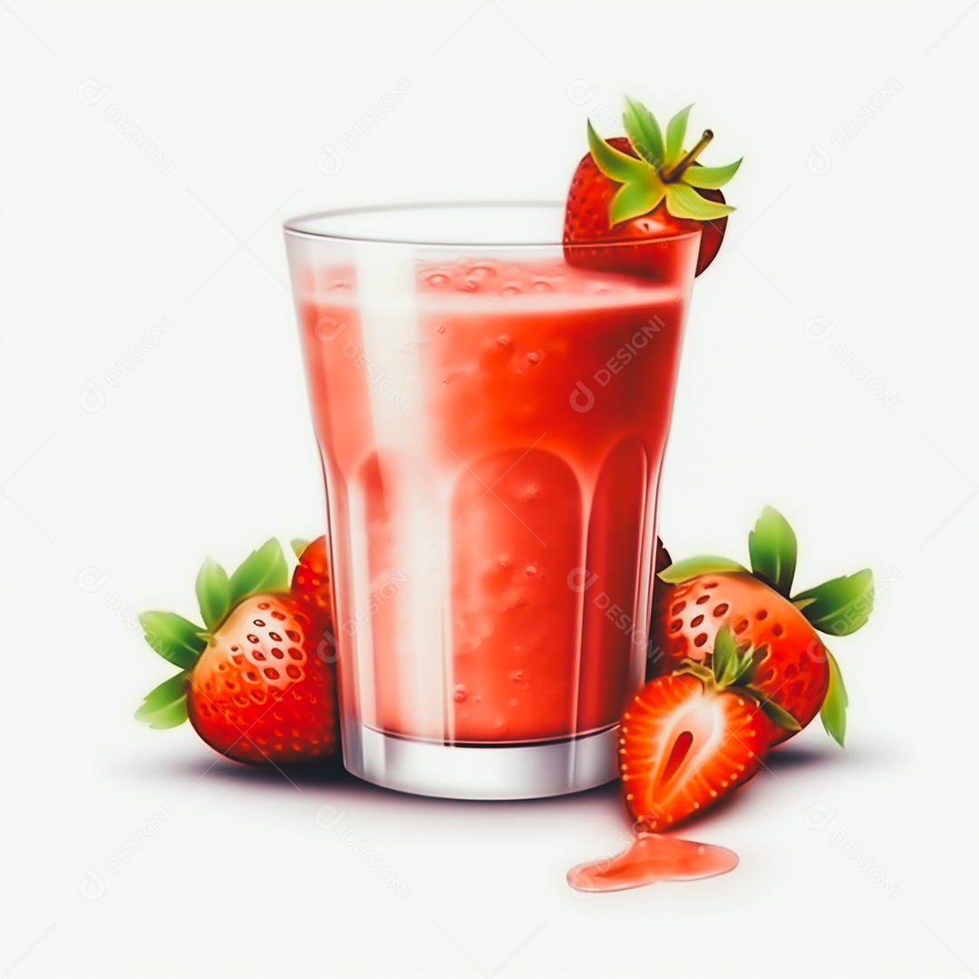 Copo de suco sobre uam mesa branca em um fundo isolado branco