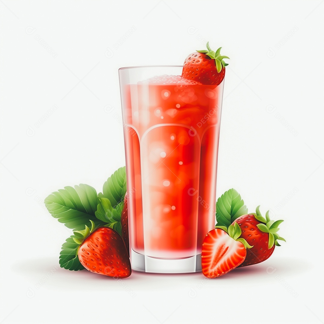 Copo de suco sobre uam mesa branca em um fundo isolado branco