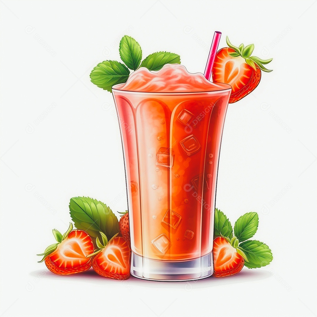 Copo de suco sobre uma mesa branca em um fundo isolado branco