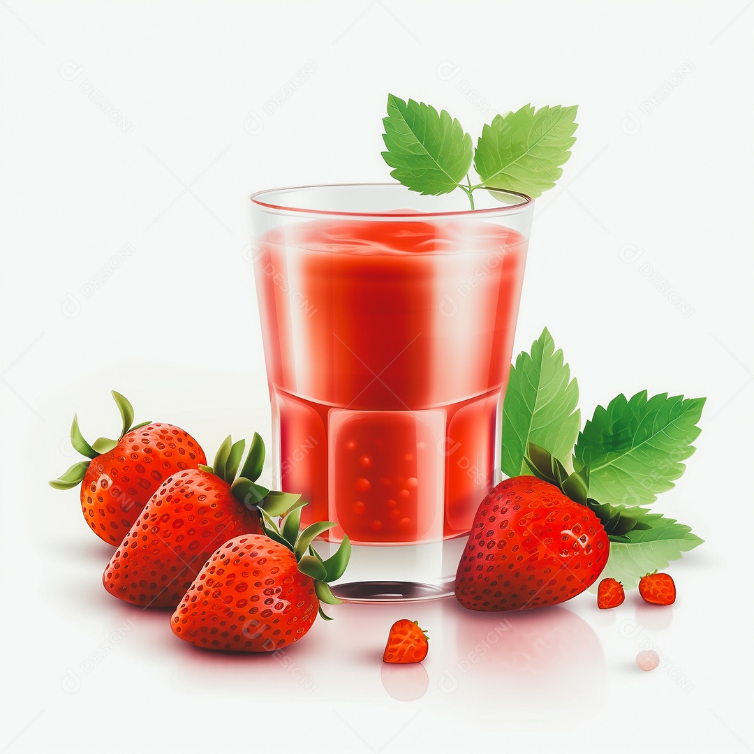 Copo de suco sobre uma mesa branca em um fundo isolado branco