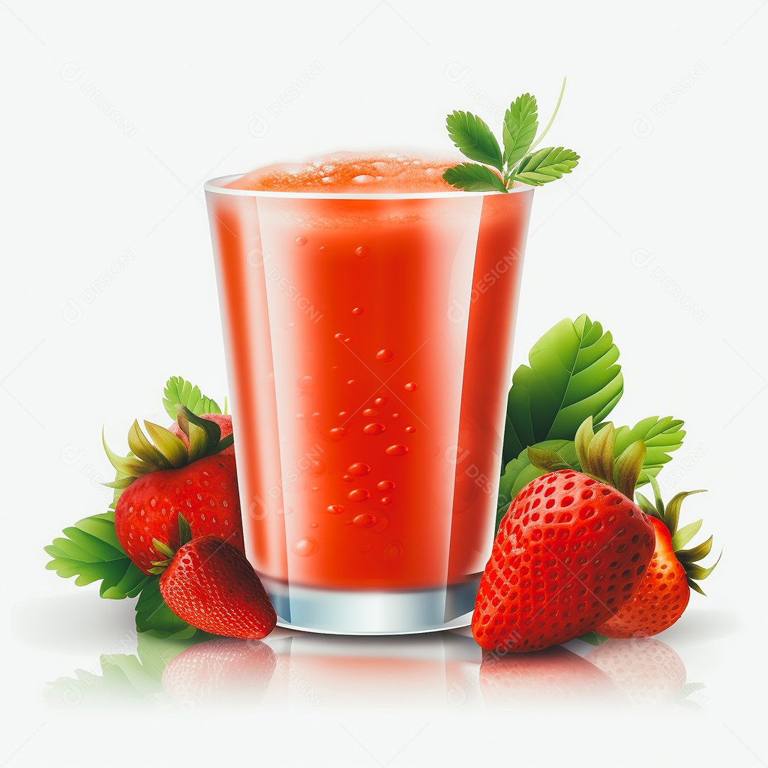 Copo de suco sobre uma mesa branca em um fundo isolado branco