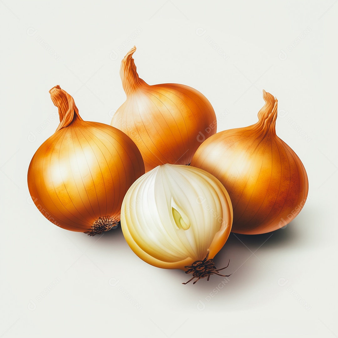 Cebola sobre uma mesa branca em um fundo isolado