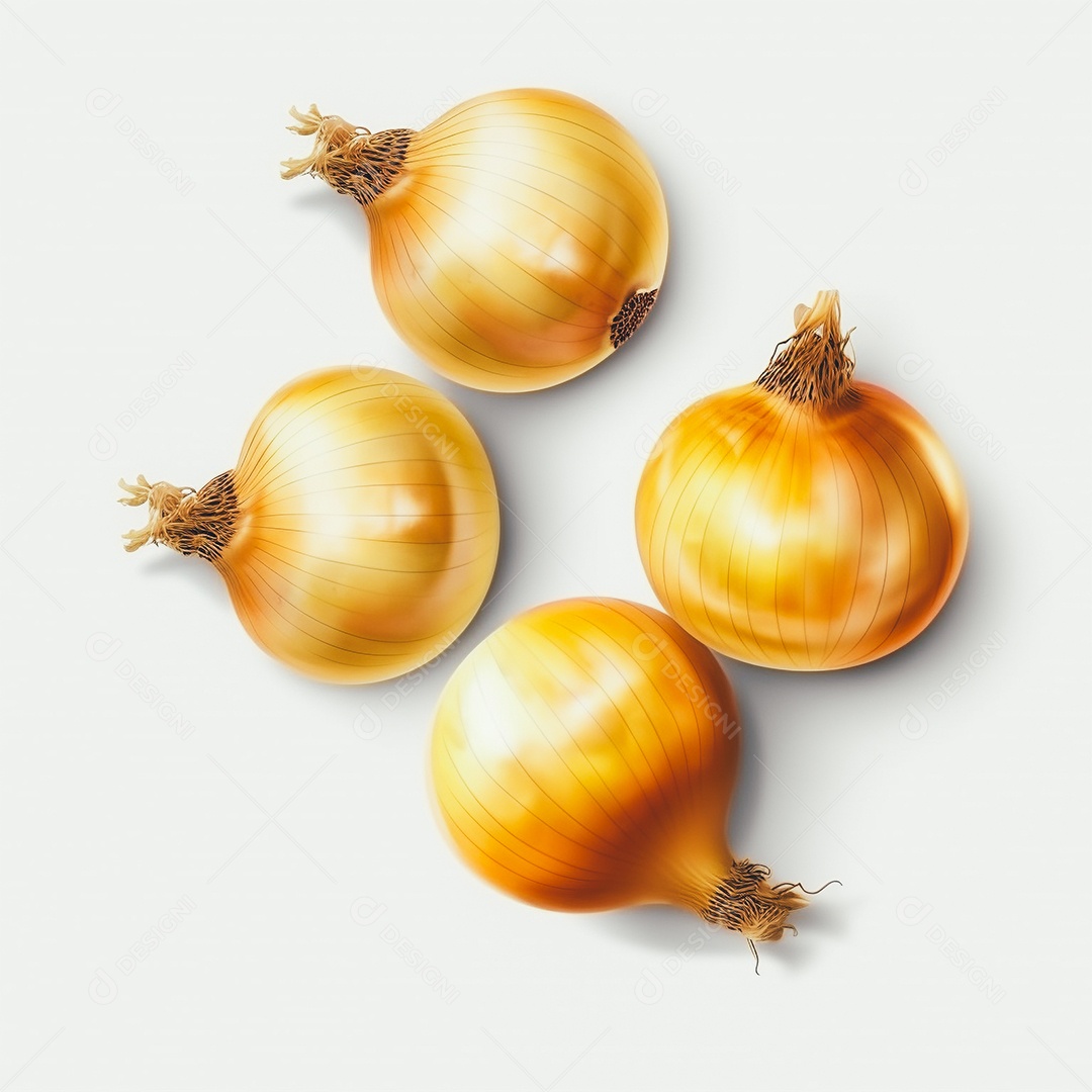 Vista cebolas frescas em fundo branco