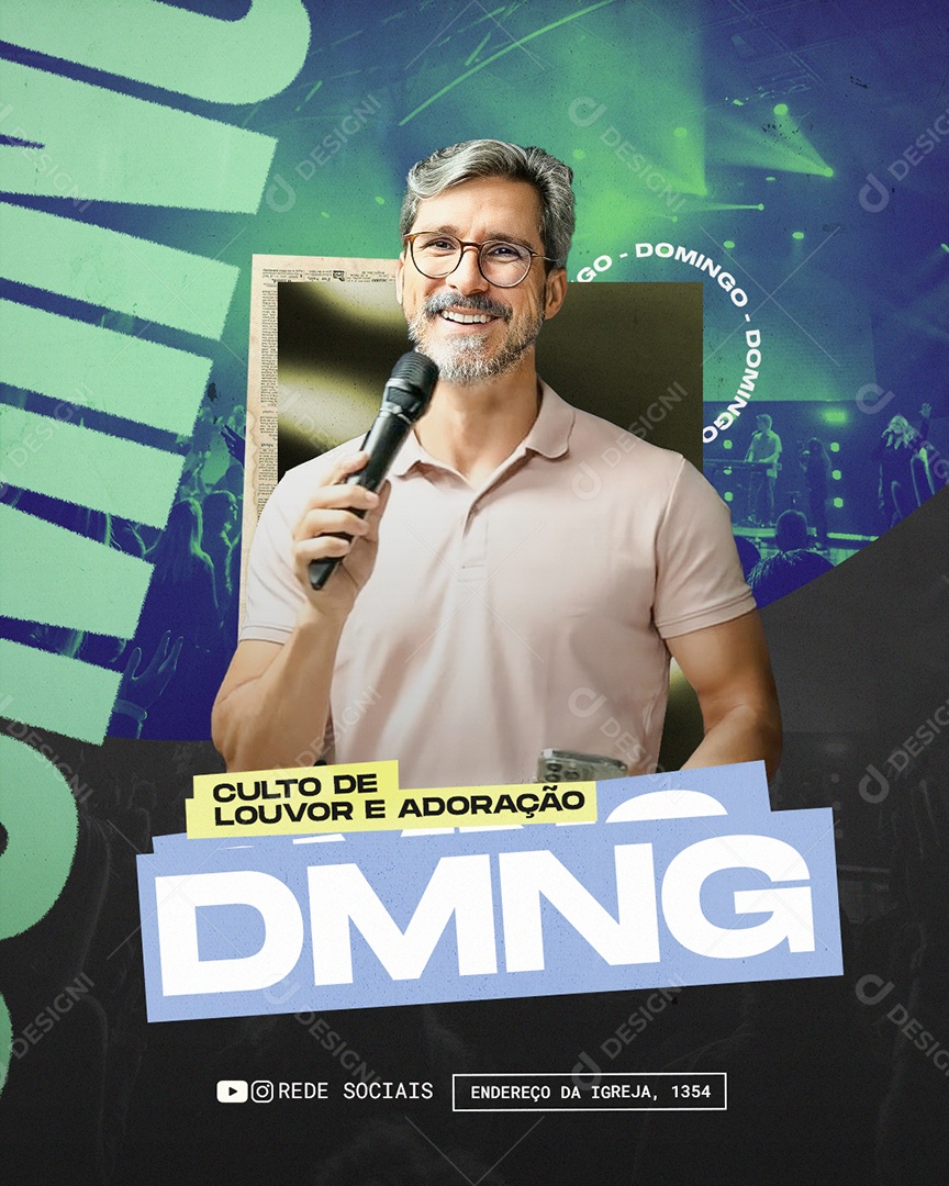 Flyer Culto De Louvor e Adoroção DMNG Social Media PSD Editável