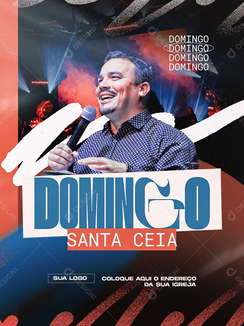 Social Media Flyer Domingo Santa Ceia PSD Editável