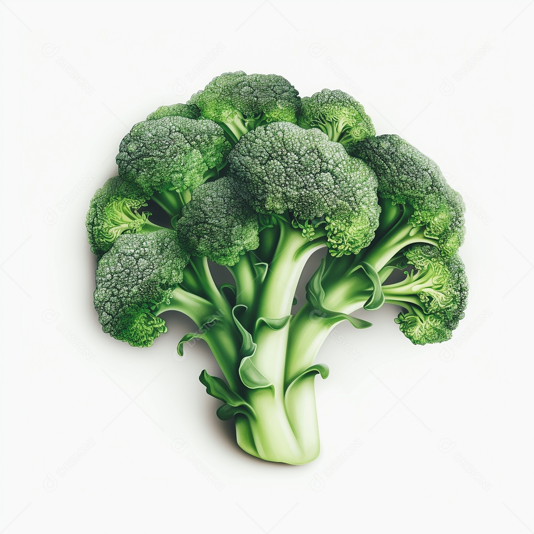 Vista brócolis frescos em fundo branco
