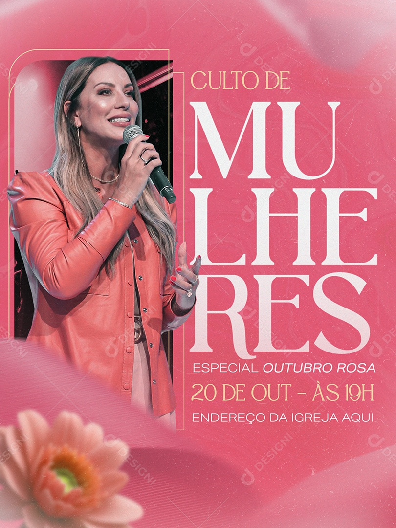 Social Media Flyer Culto De Mulheres Outubro Rosa PSD Editável