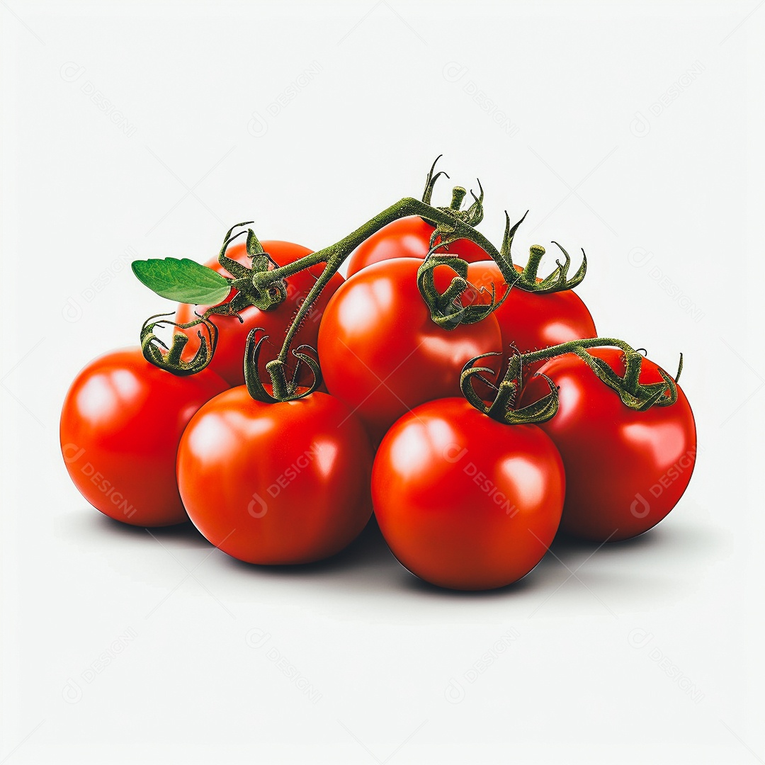 Vista tomates frescos em fundo branco