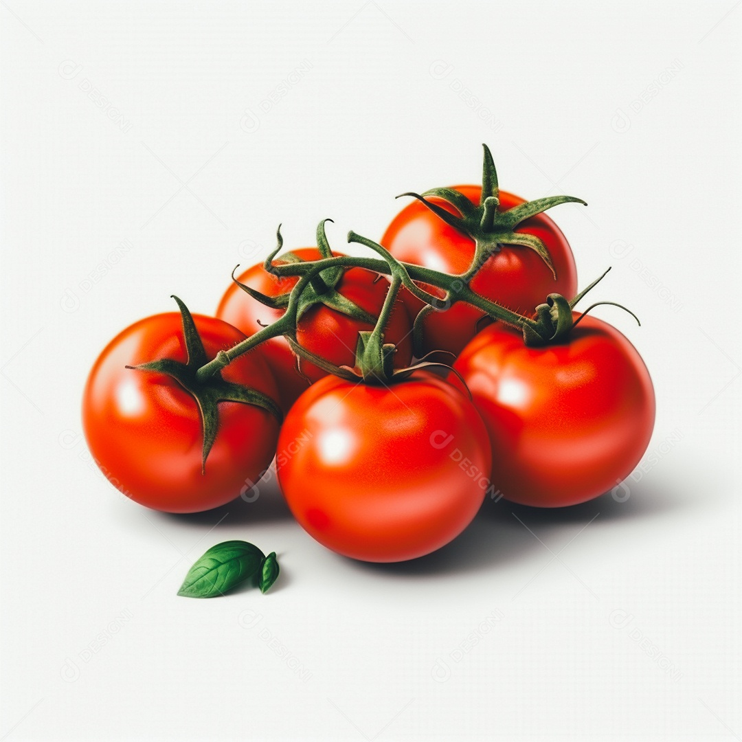 Vista tomates frescos em fundo branco