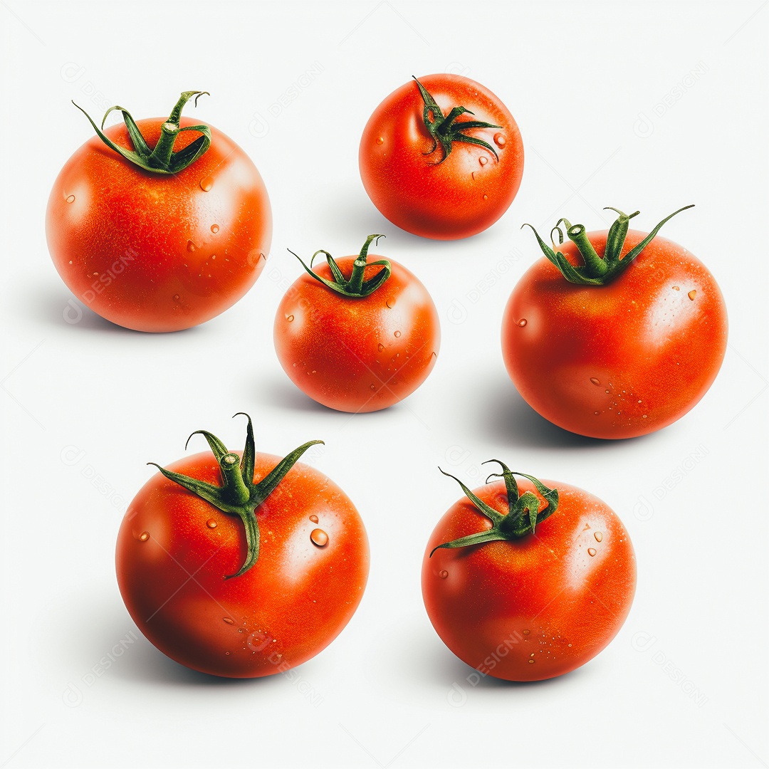 Vista tomates frescos em fundo branco