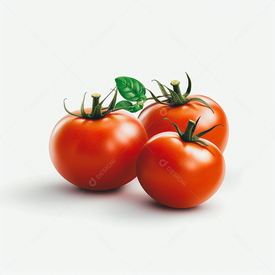 Vista tomates frescos em fundo branco