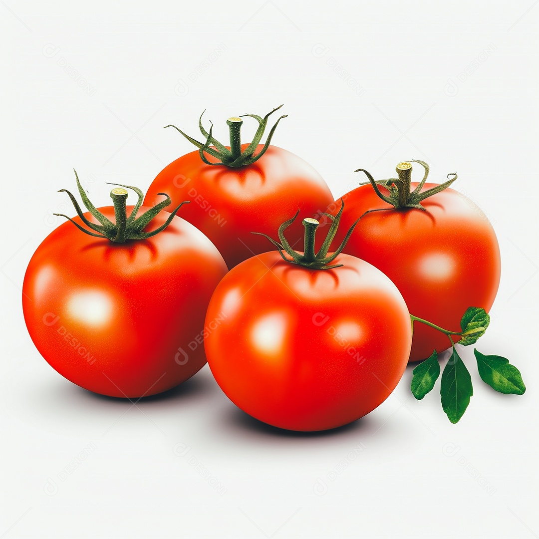 Vista tomates frescos em fundo branco