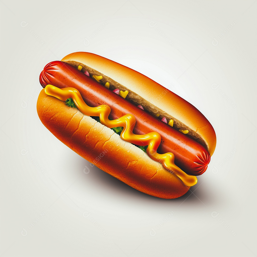 Delicioso hot dog sobre fundo branco