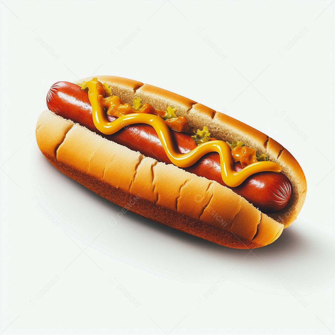 Delicioso hot dog sobre fundo branco