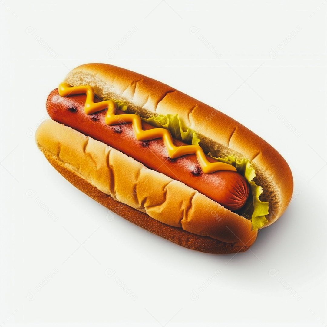 Delicioso hot dog sobre fundo branco