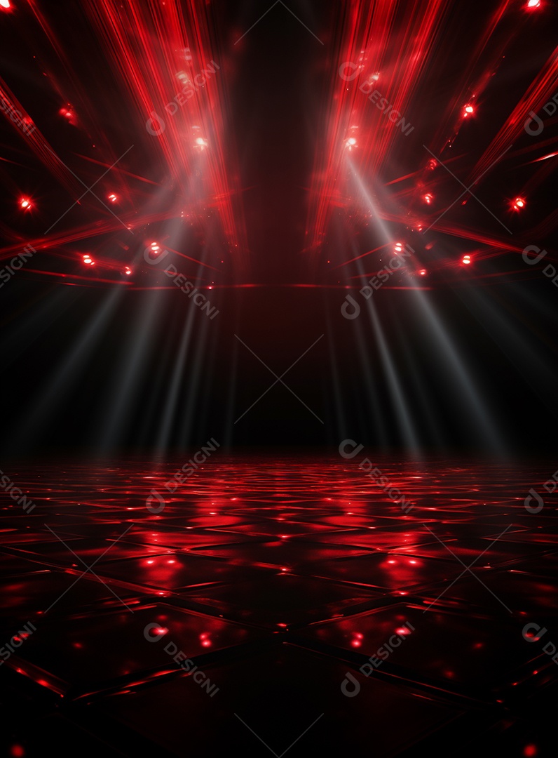 Pano de fundo com iluminação de holofotes vermelhos para folhetos imagem realista ultra hd design alto