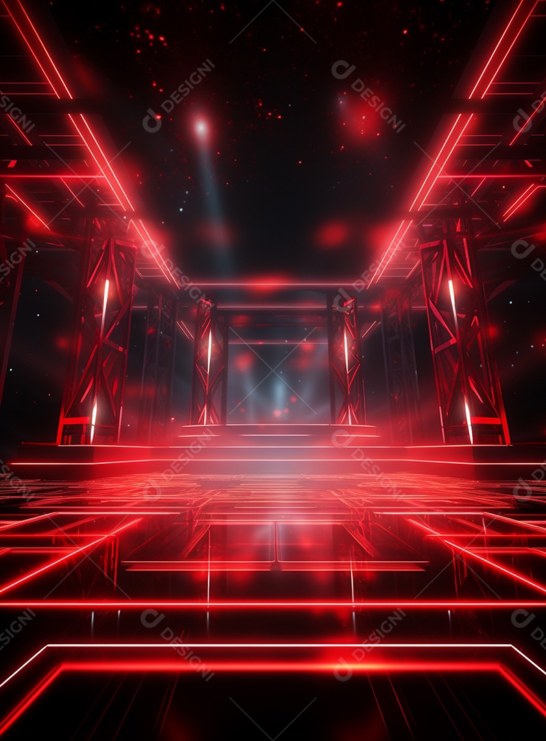 Pano de fundo com iluminação de holofotes vermelhos para folhetos imagem realista ultra hd design alto