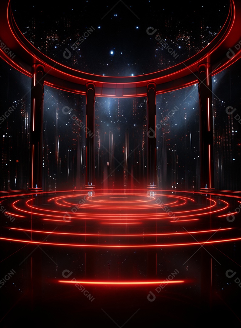 Pano de fundo com iluminação de holofotes vermelhos para folhetos imagem realista ultra hd design alto