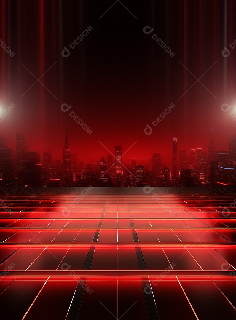 Pano de fundo com iluminação de holofotes vermelhos para folhetos imagem realista ultra hd design alto