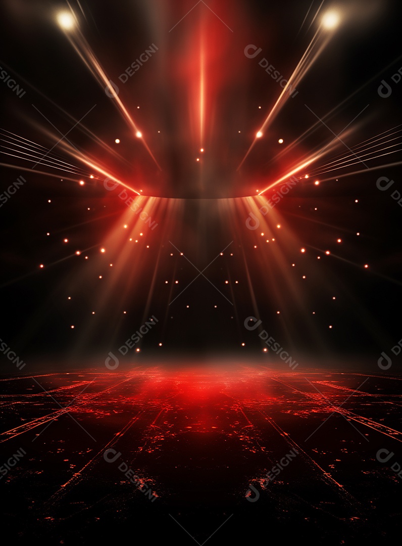 Pano de fundo com iluminação de holofotes vermelhos para folhetos imagem realista ultra hd design alto