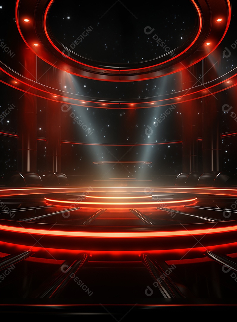 Pano de fundo com iluminação de holofotes vermelhos para folhetos imagem realista ultra hd design alto